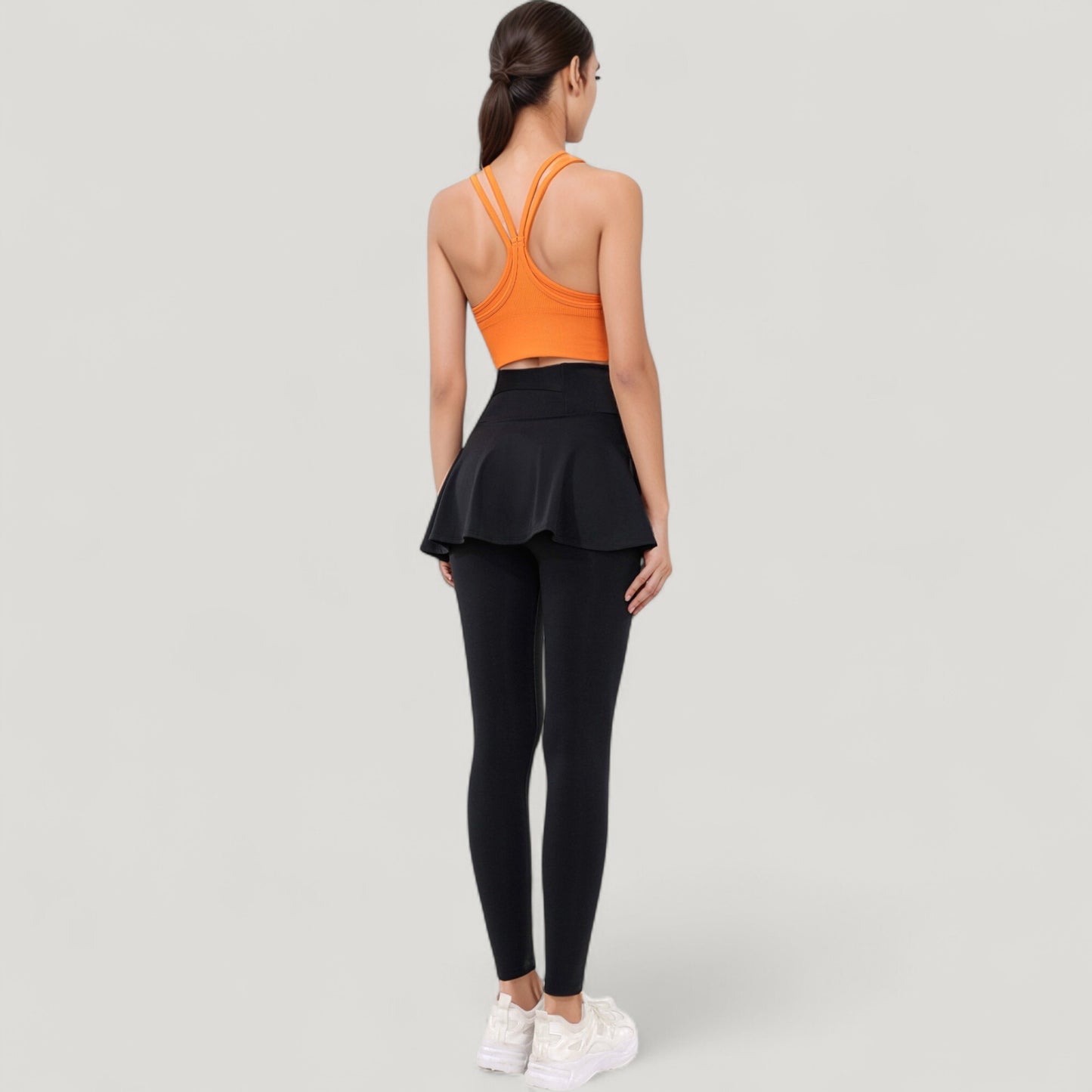 Anna-Kaci Active Women's Double Strap Crew Neck Ribbed Crop Top with Fitted Hem