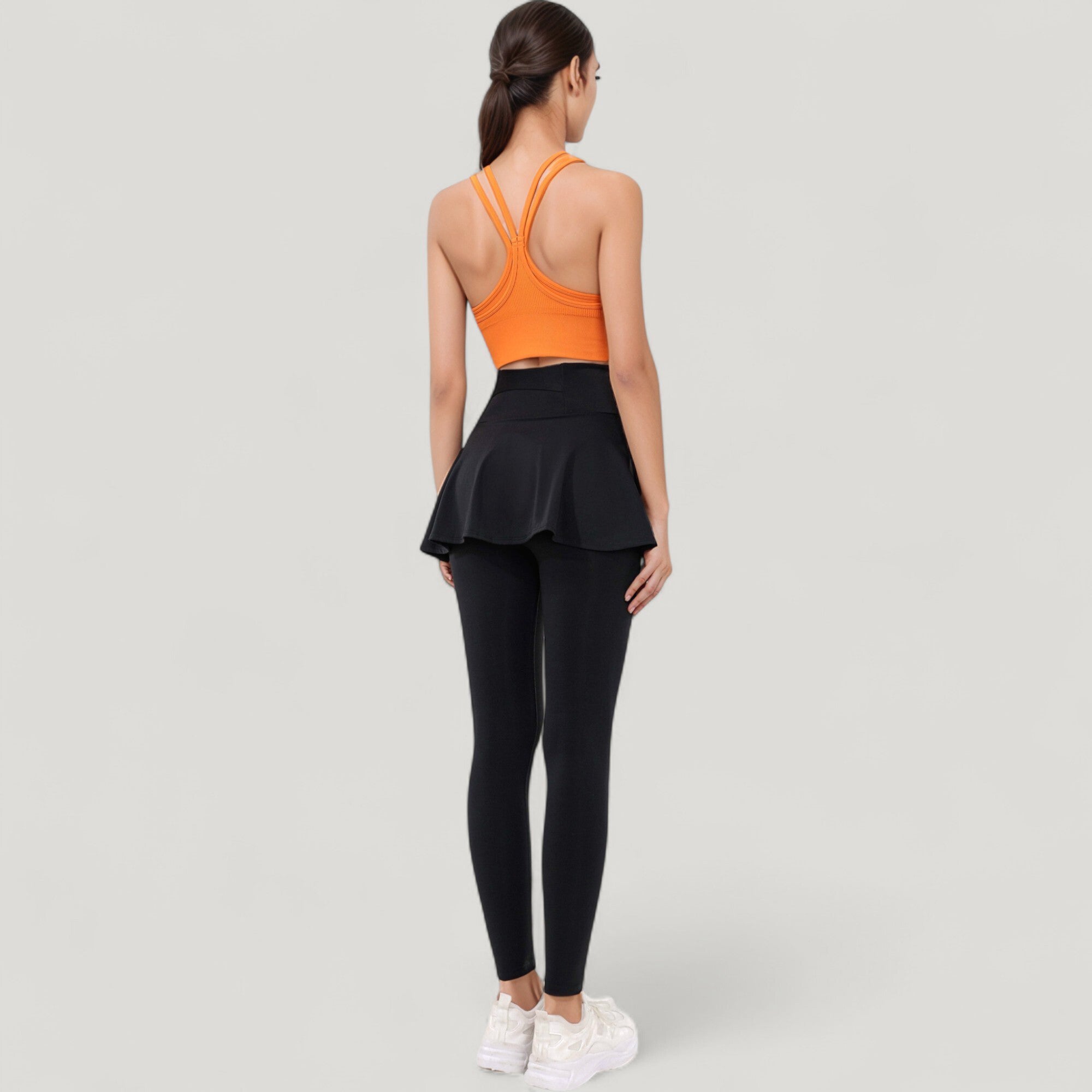 Anna-Kaci Active Women's Double Strap Crew Neck Ribbed Crop Top with Fitted Hem