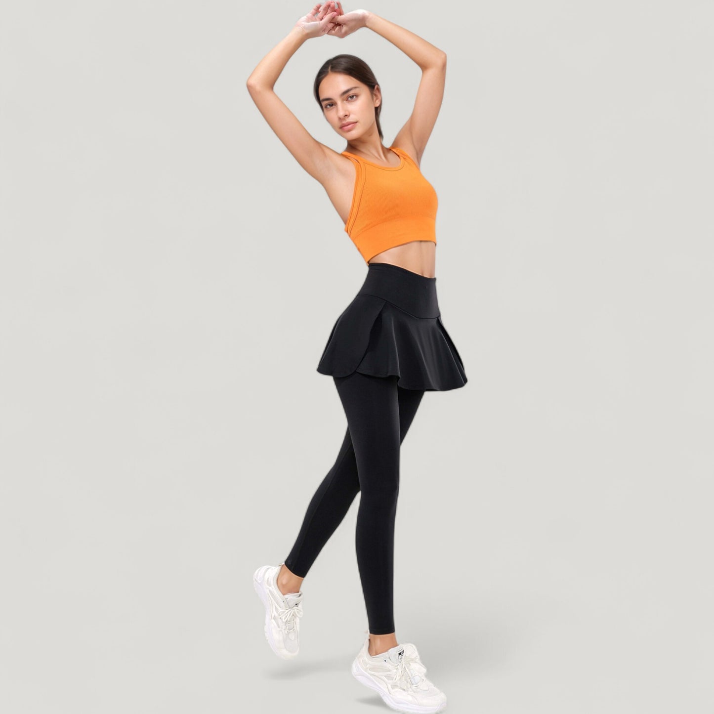Anna-Kaci Active Women's Double Strap Crew Neck Ribbed Crop Top with Fitted Hem
