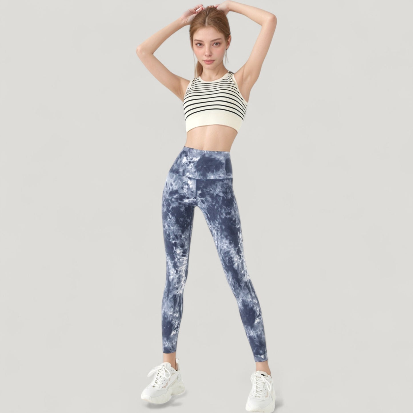 Anna-Kaci Active Women's Striped Sleeveless Crop Top with Fitted Hem and Round Neckline