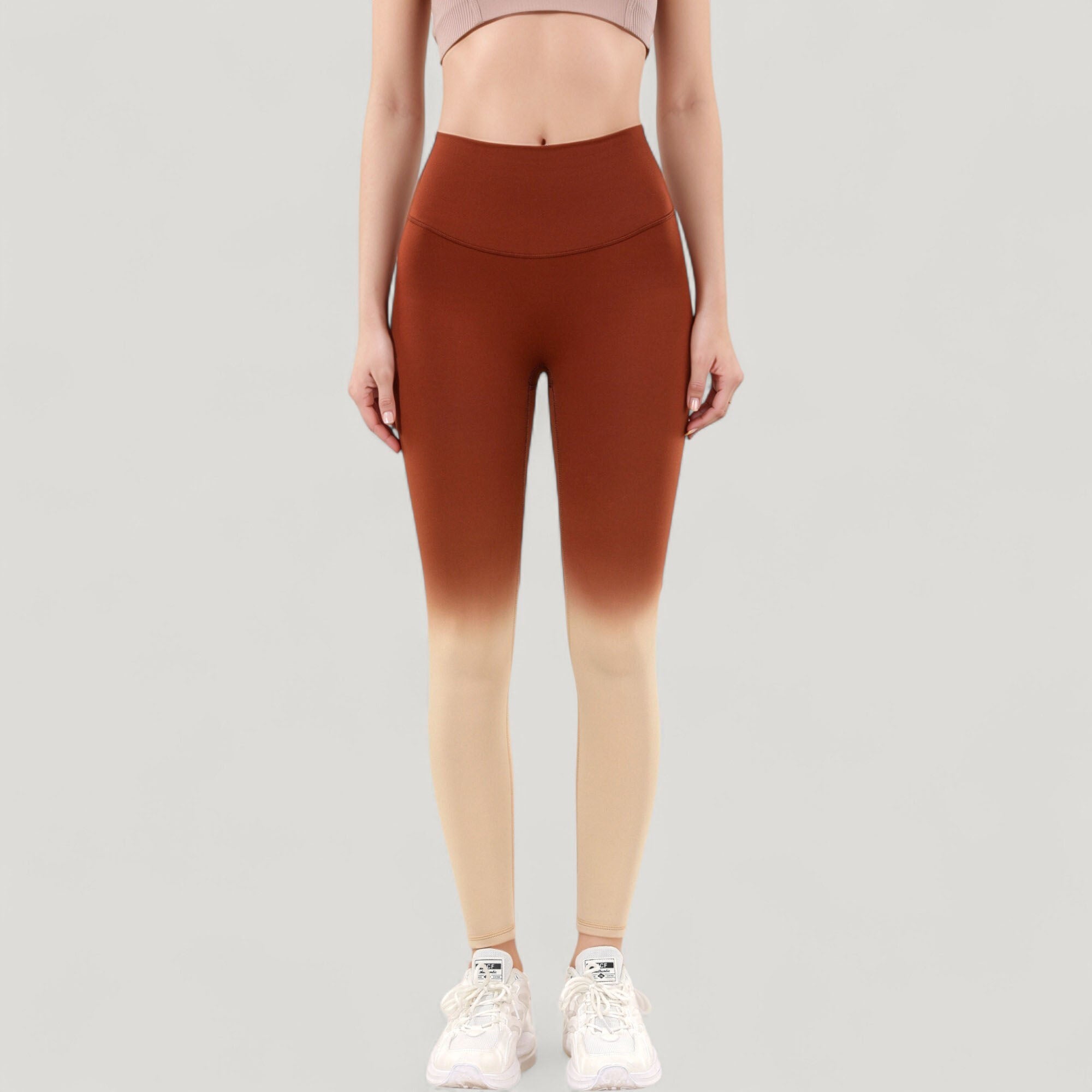 Anna-Kaci Active Women's High Waist Ombre Gradient Seamless Leggings with Wide Waistband