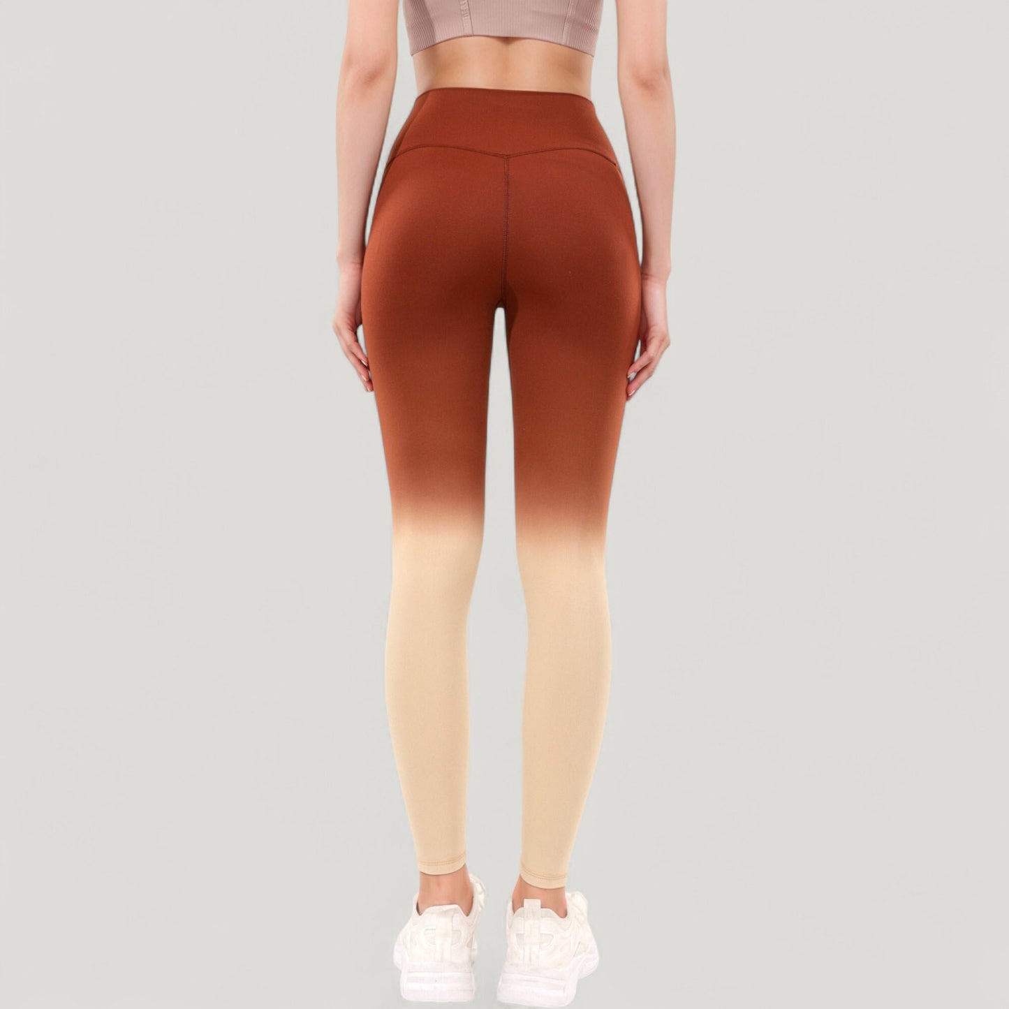 Anna-Kaci Active Women's High Waist Ombre Gradient Seamless Leggings with Wide Waistband