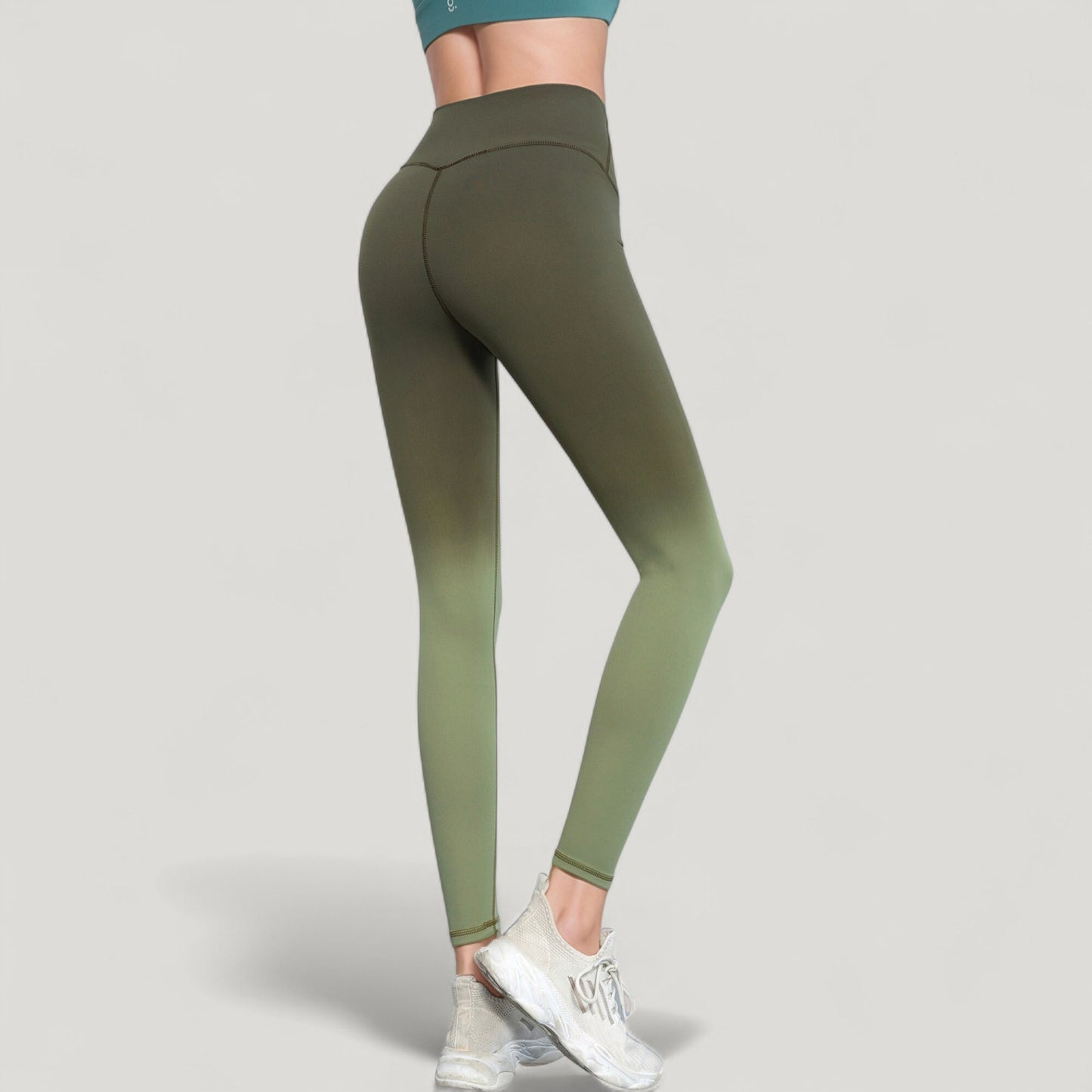Anna-Kaci Active Women's High Waist Ombre Gradient Seamless Leggings with Wide Waistband