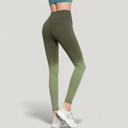 Anna-Kaci Active Women's High Waist Ombre Gradient Seamless Leggings with Wide Waistband