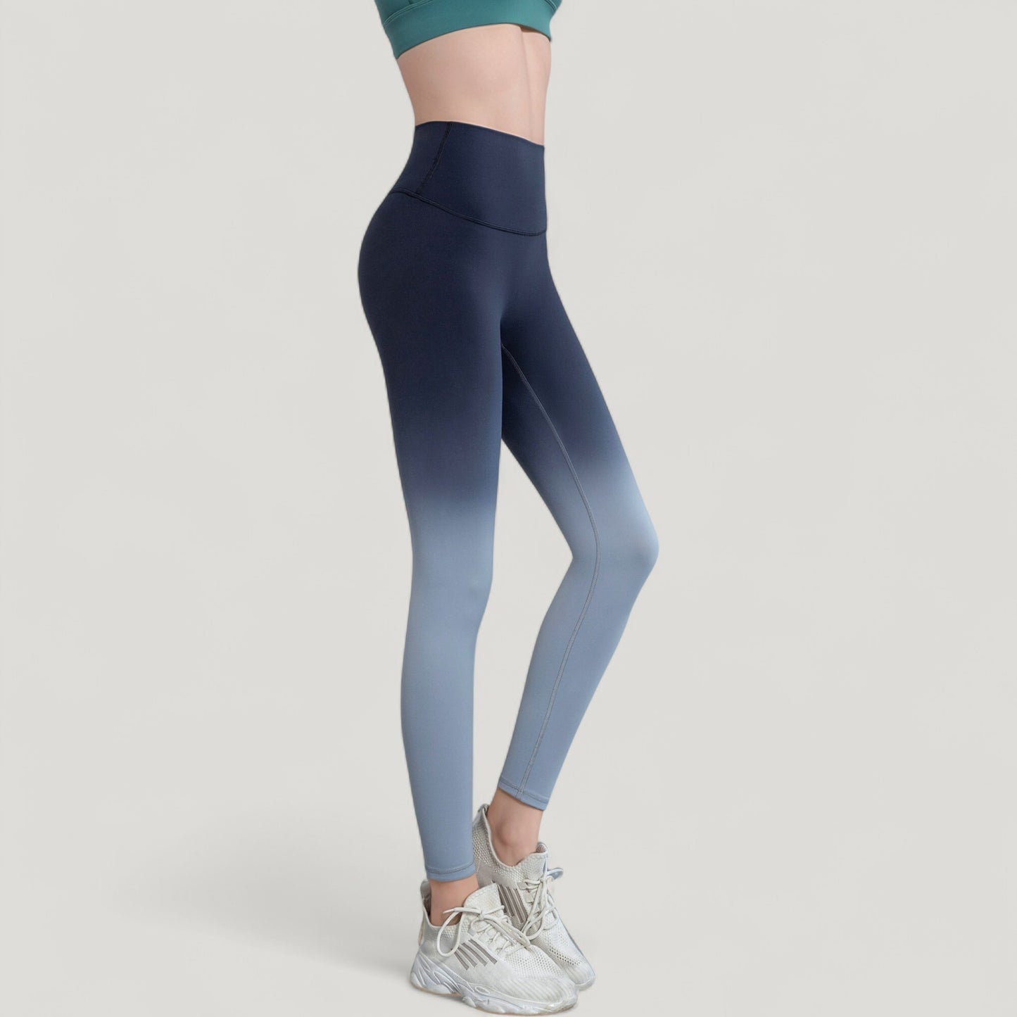 Anna-Kaci Active Women's High Waist Ombre Gradient Seamless Leggings with Wide Waistband