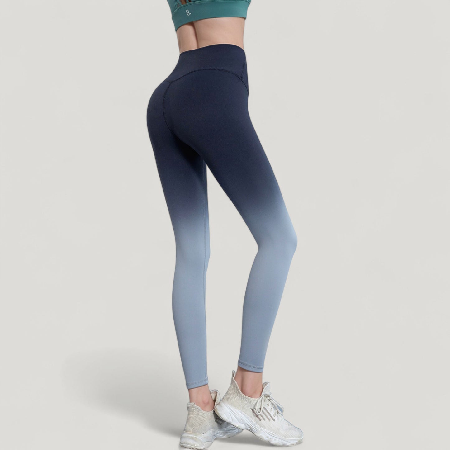 Anna-Kaci Active Women's High Waist Ombre Gradient Seamless Leggings with Wide Waistband
