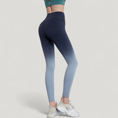 Anna-Kaci Active Women's High Waist Ombre Gradient Seamless Leggings with Wide Waistband