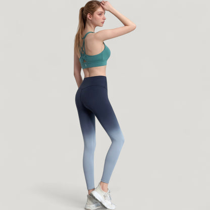 Anna-Kaci Active Women's High Waist Ombre Gradient Seamless Leggings with Wide Waistband