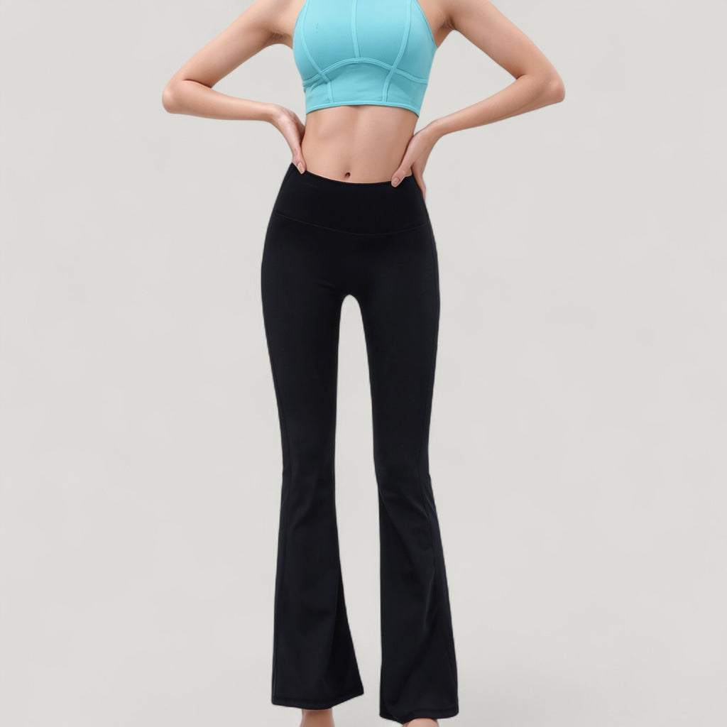 Anna-Kaci Active Women's High Waist Flare Yoga Pants with Seam Detailing