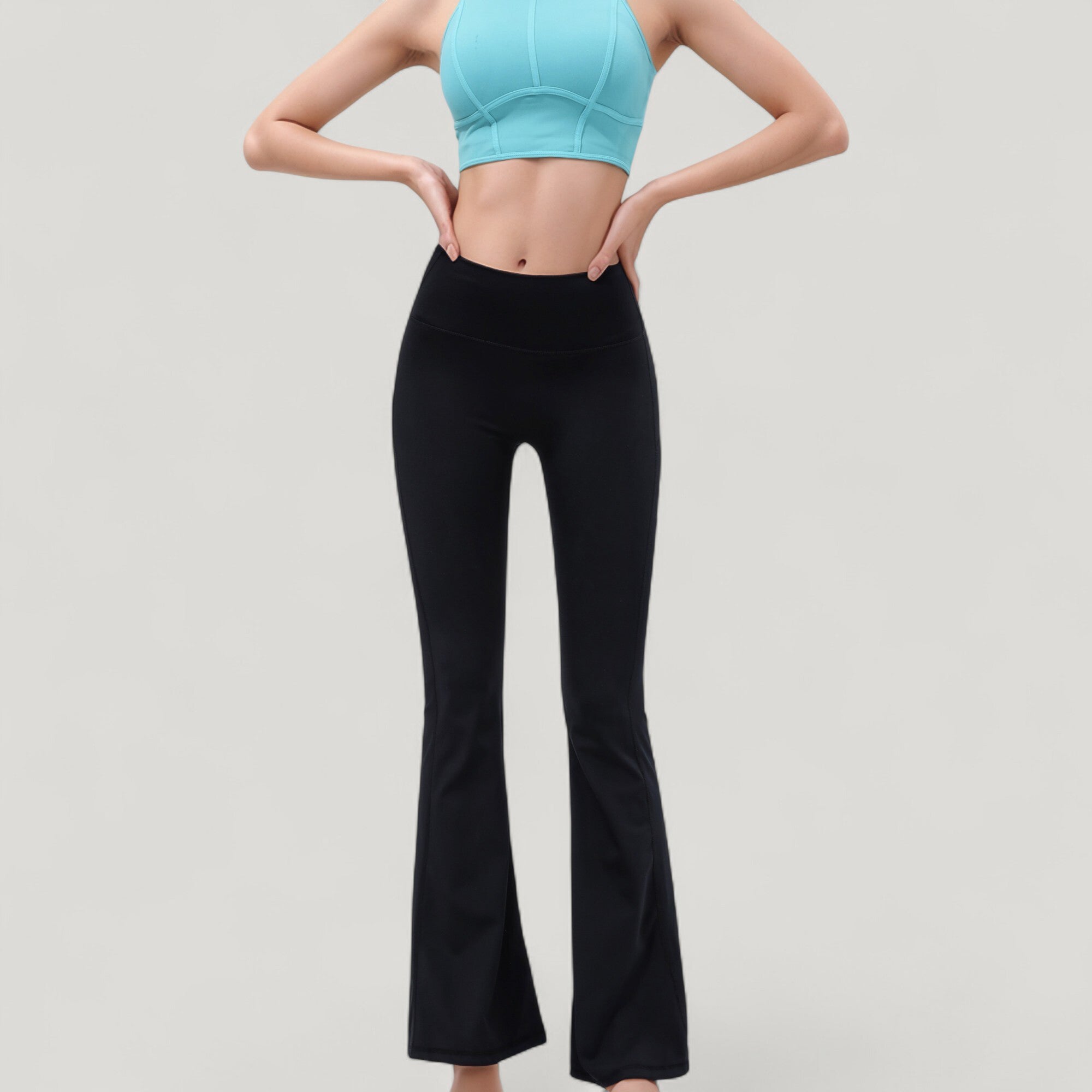 Anna-Kaci Active Women's High Waist Flare Yoga Pants with Seam Detailing