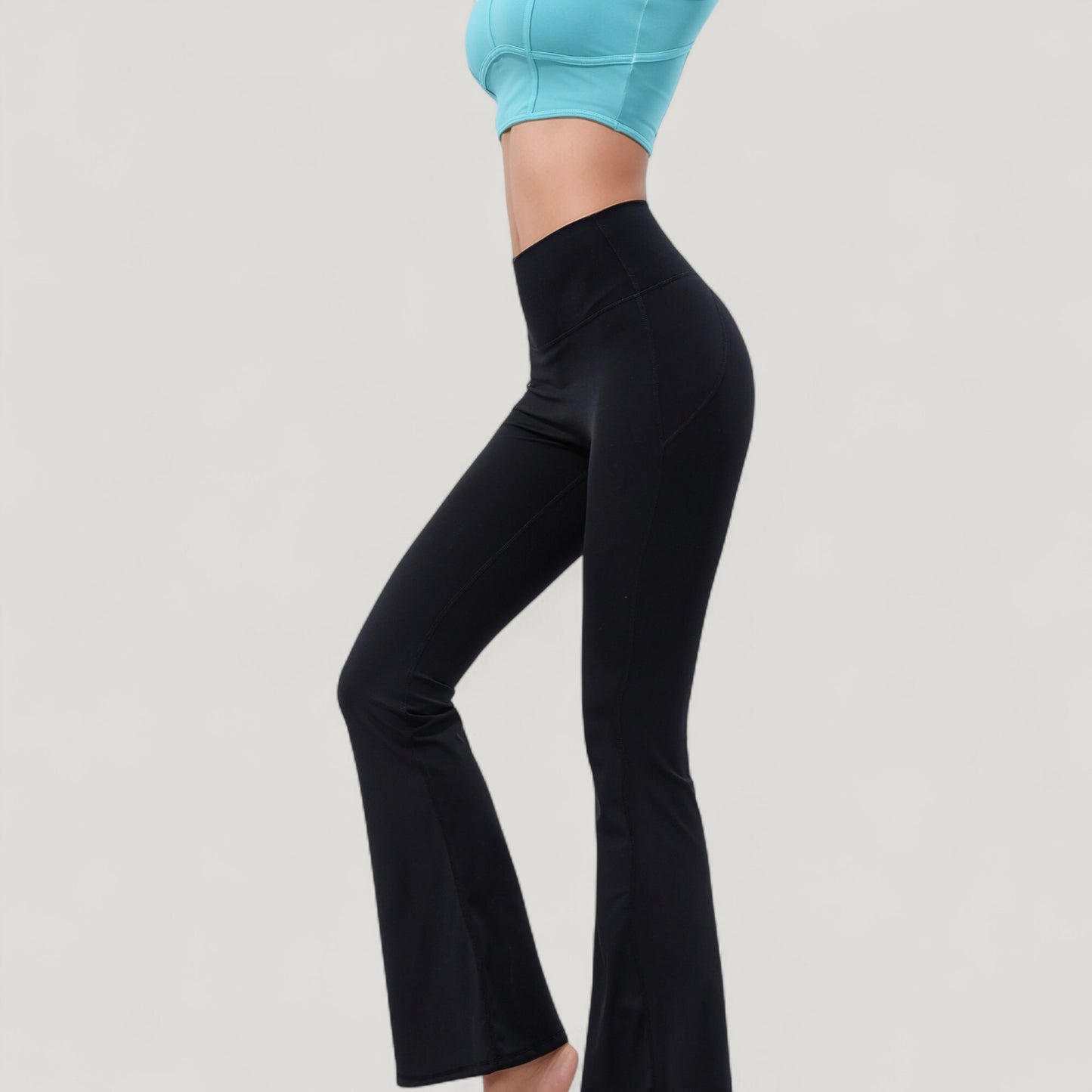 Anna-Kaci Active Women's High Waist Flare Yoga Pants with Seam Detailing