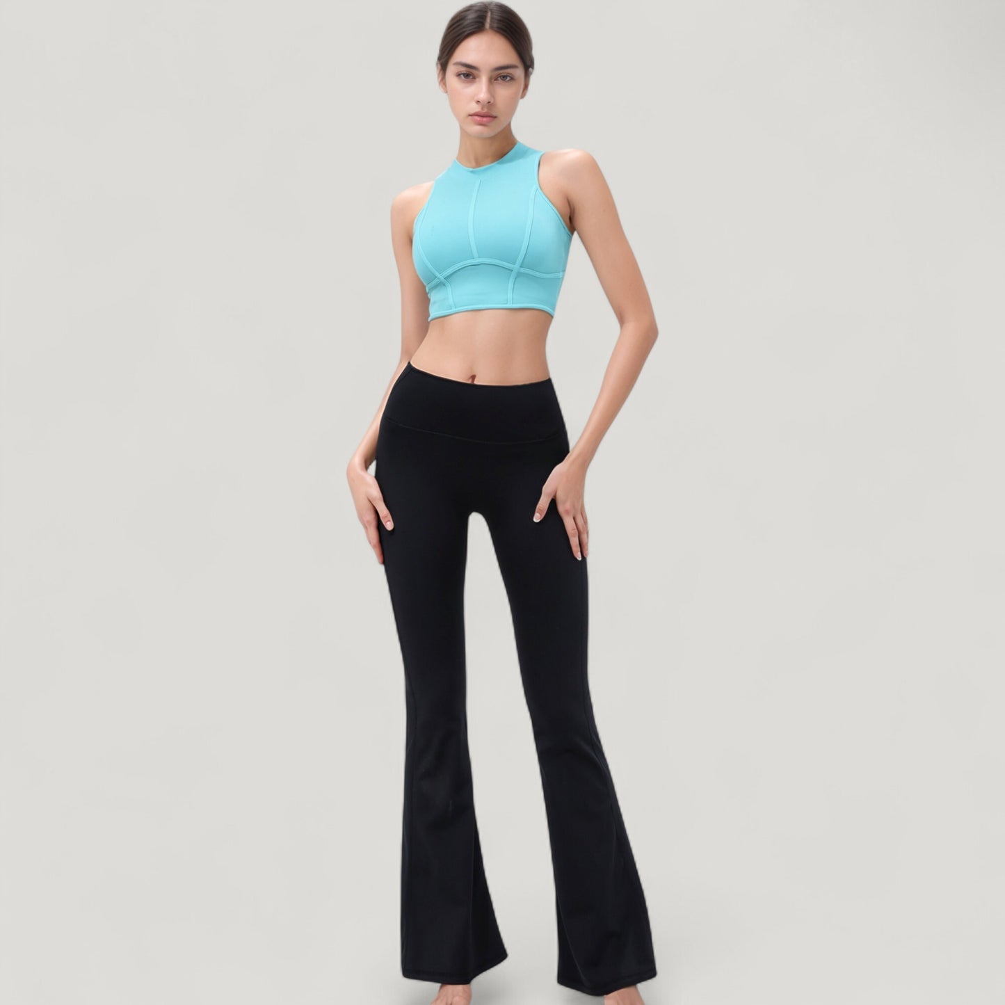Anna-Kaci Active Women's High Waist Flare Yoga Pants with Seam Detailing