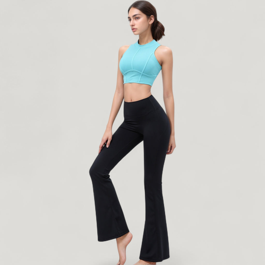 Anna-Kaci Active Women's High Waist Flare Yoga Pants with Seam Detailing