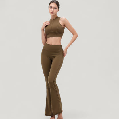 Anna-Kaci Active Women's High Waist Flare Yoga Pants with Seam Detailing