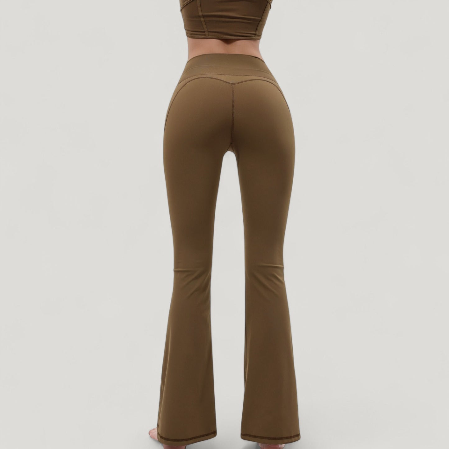 Anna-Kaci Active Women's High Waist Flare Yoga Pants with Seam Detailing