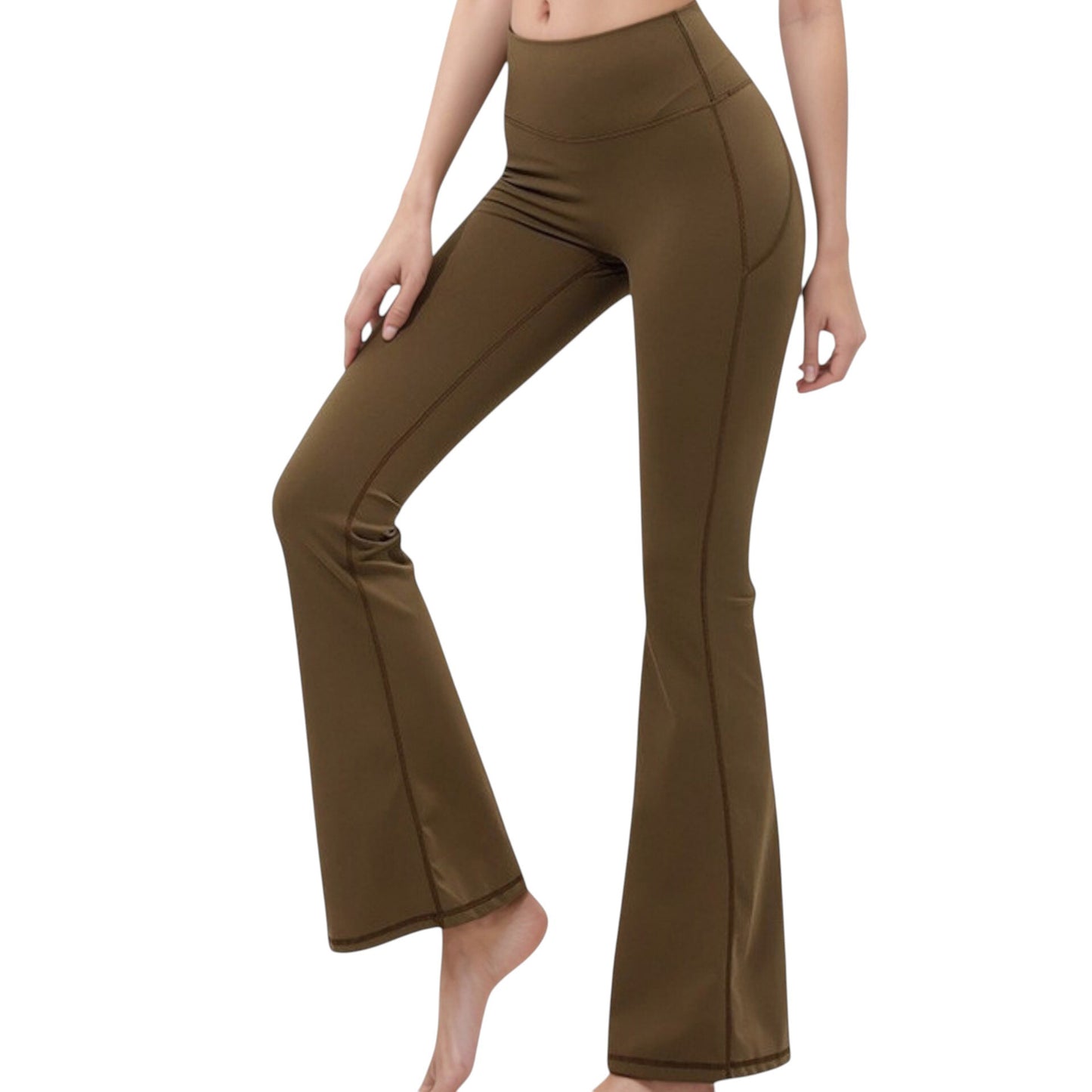 Anna-Kaci Active Women's High Waist Flare Yoga Pants with Seam Detailing
