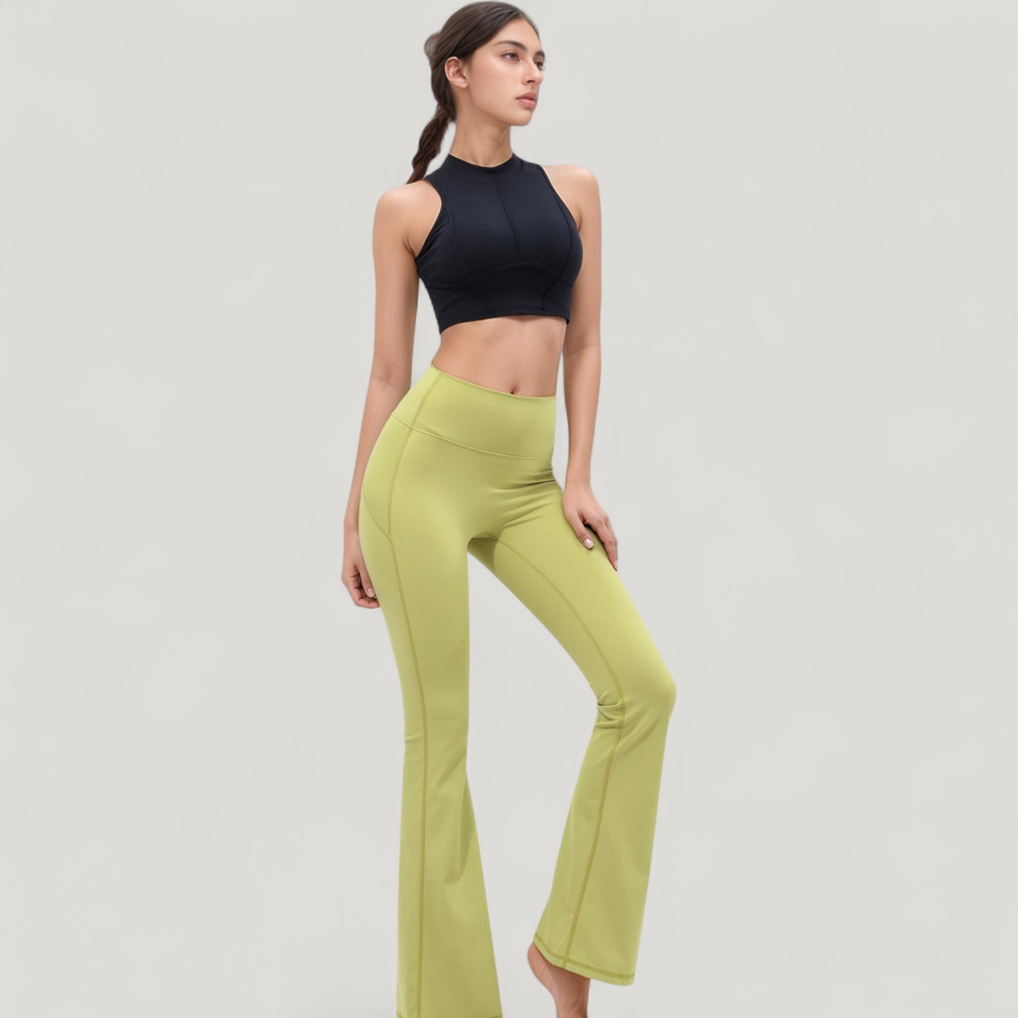 Anna-Kaci Active Women's High Waist Flare Yoga Pants with Seam Detailing