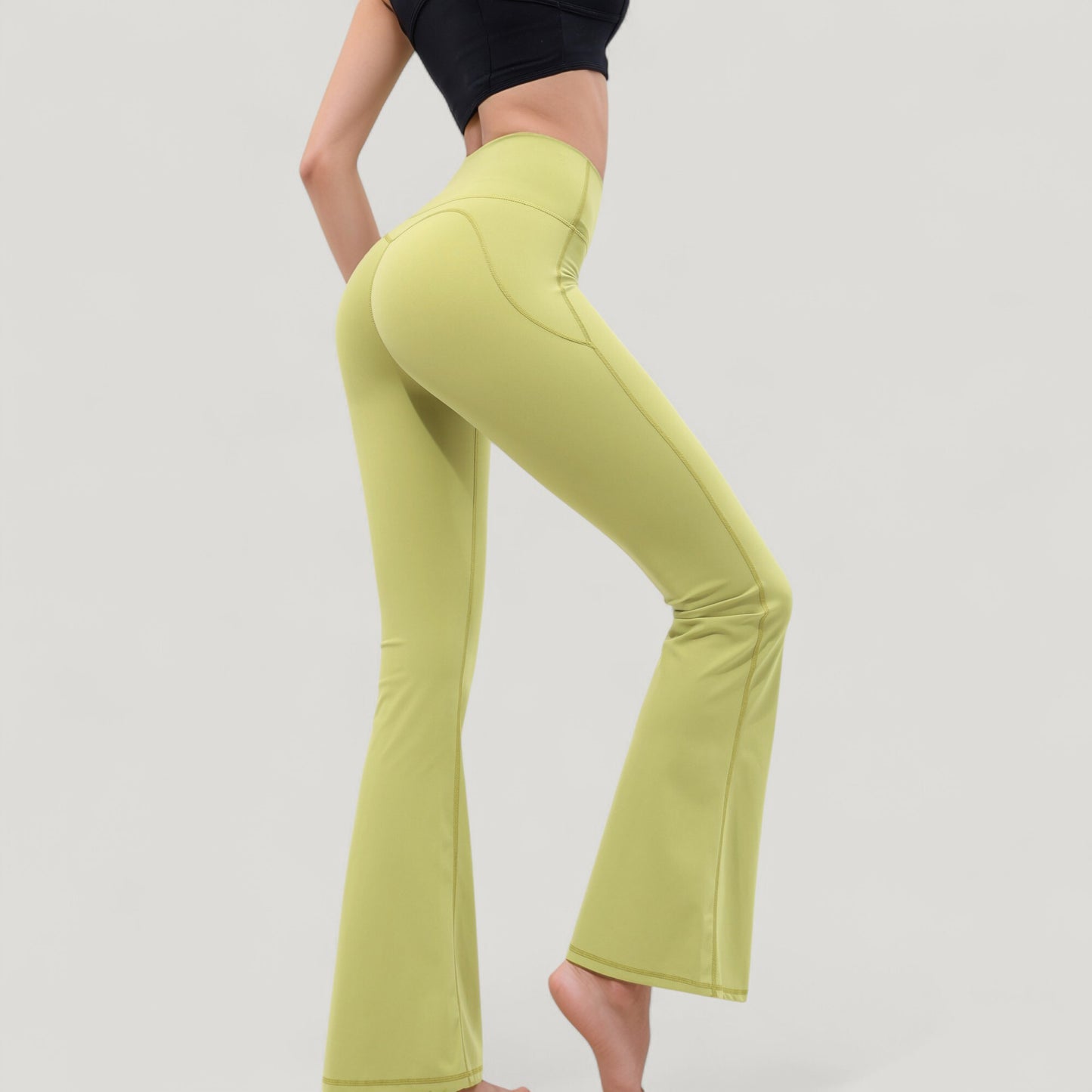 Anna-Kaci Active Women's High Waist Flare Yoga Pants with Seam Detailing