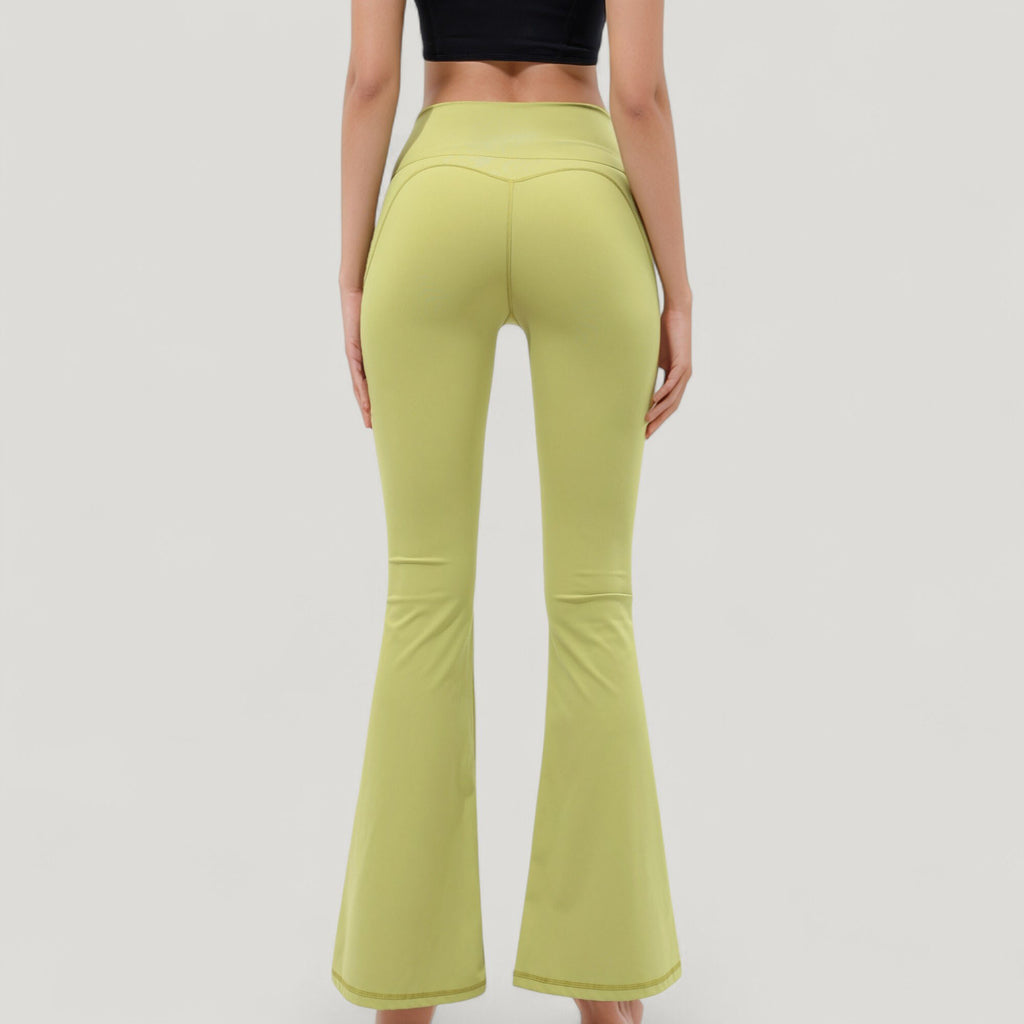 Anna-Kaci Active Women's High Waist Flare Yoga Pants with Seam Detailing