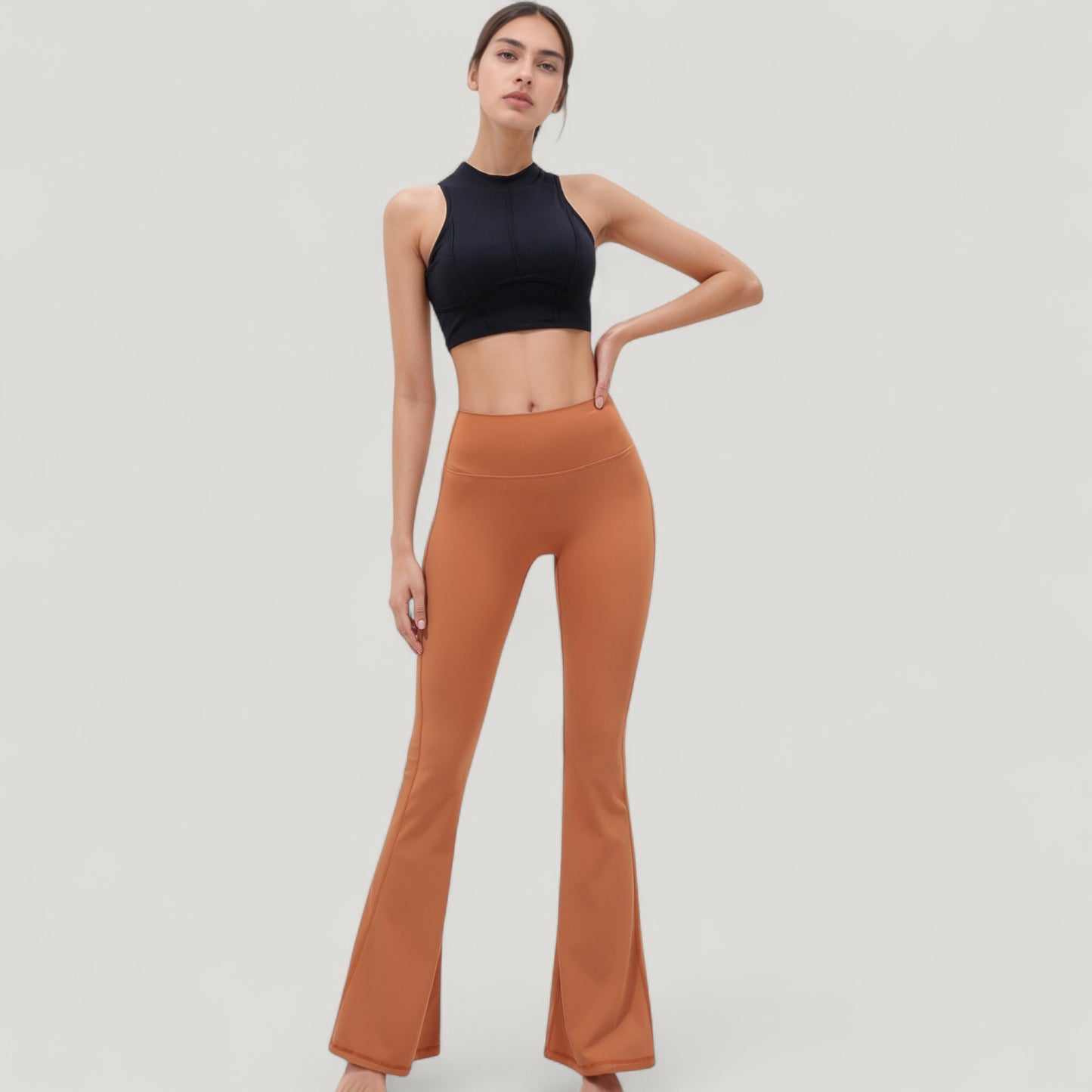 Anna-Kaci Active Women's High Waist Flare Yoga Pants with Seam Detailing