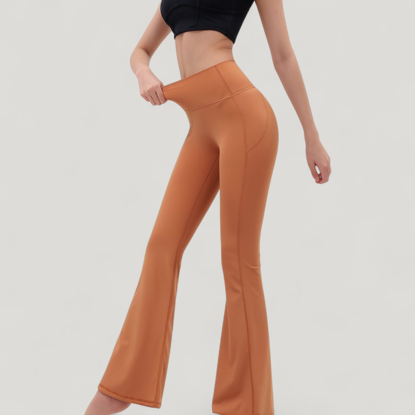 Anna-Kaci Active Women's High Waist Flare Yoga Pants with Seam Detailing