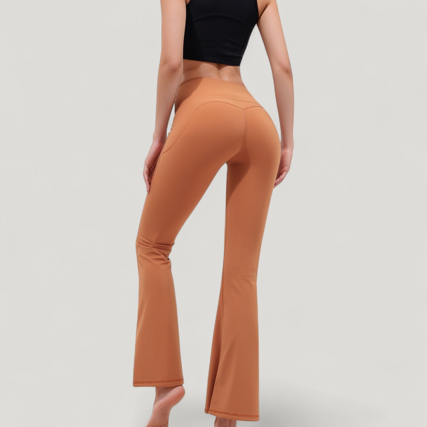 Anna-Kaci Active Women's High Waist Flare Yoga Pants with Seam Detailing