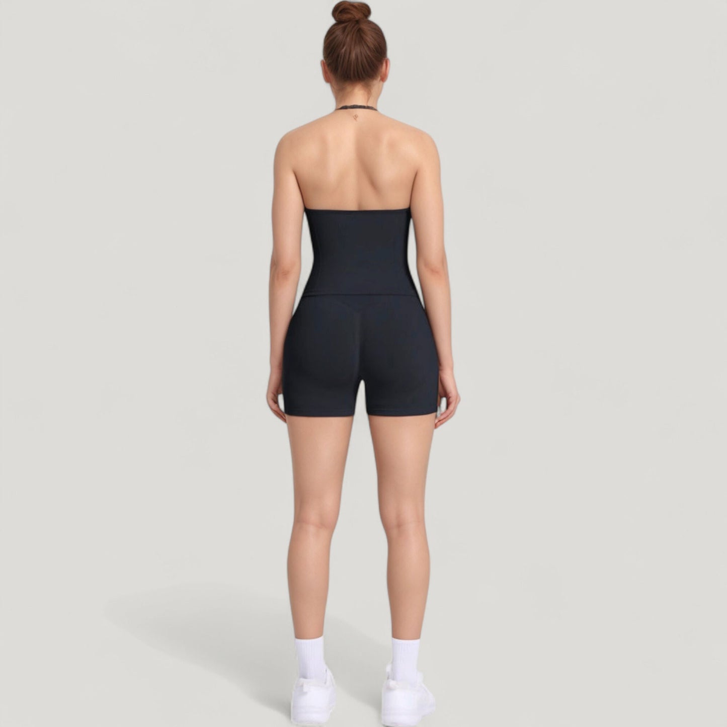 Anna-Kaci Active Women's Seamless Active Set with Halter Neck Top and Fitted Shorts