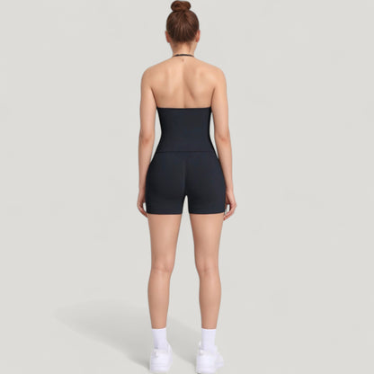 Anna-Kaci Active Women's Seamless Active Set with Halter Neck Top and Fitted Shorts