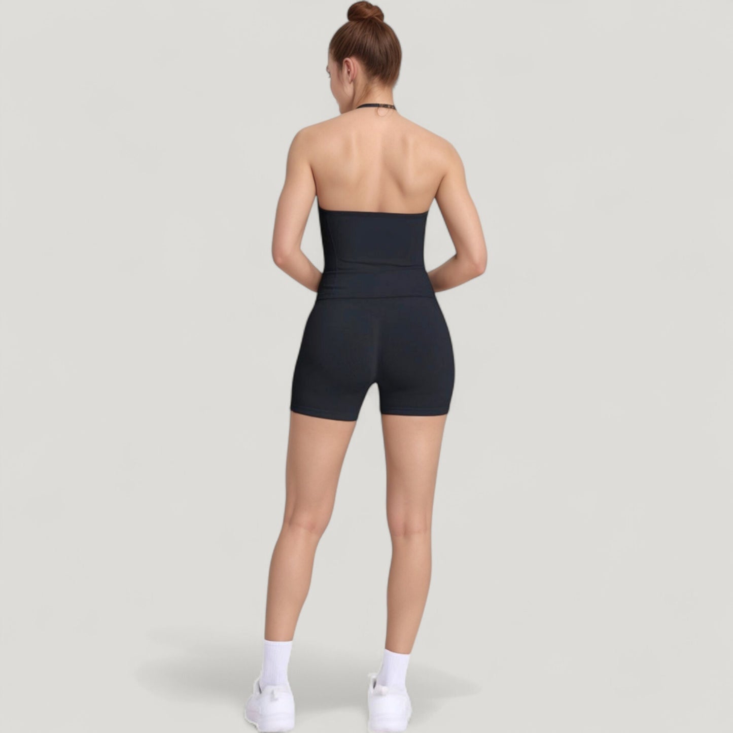 Anna-Kaci Active Women's Seamless Active Set with Halter Neck Top and Fitted Shorts