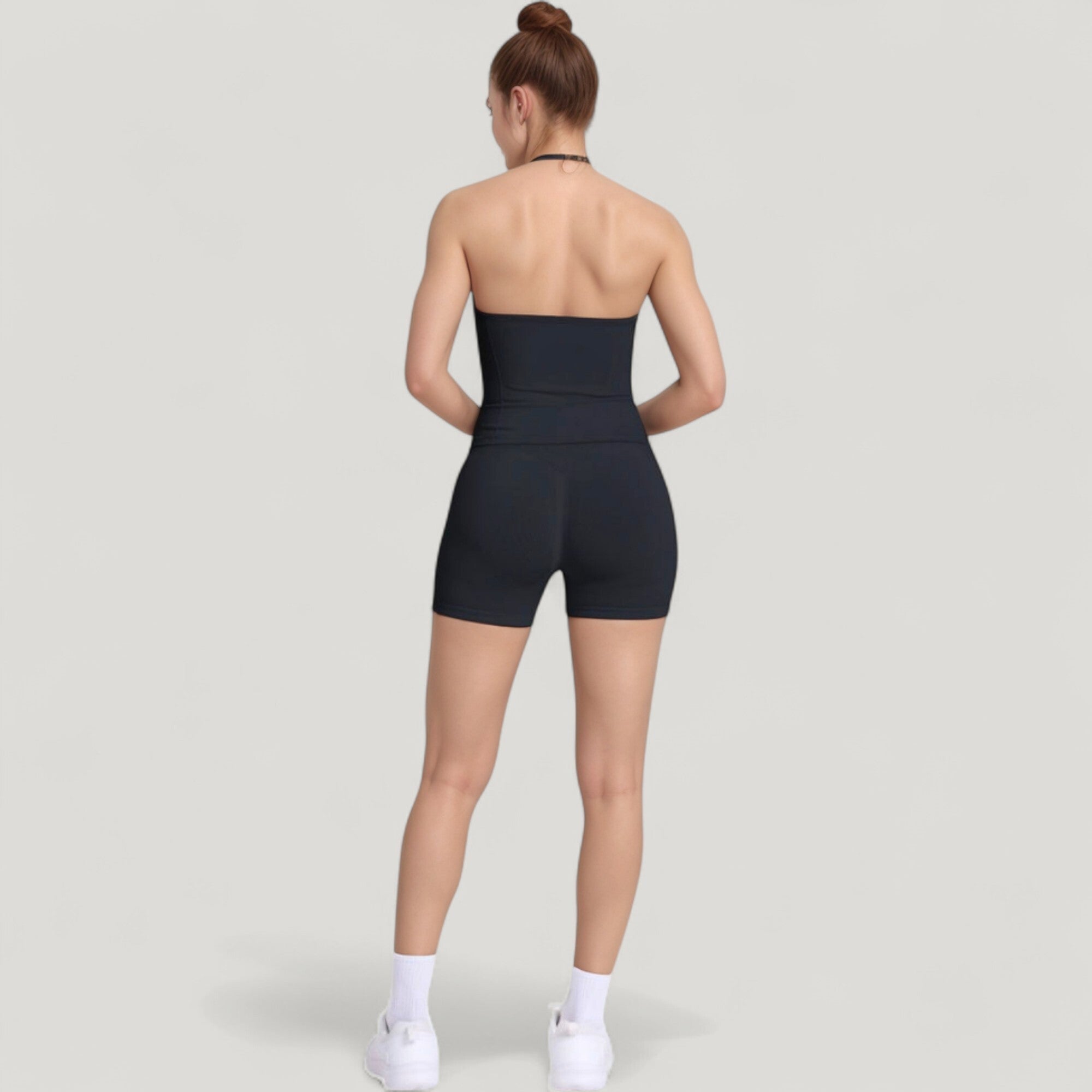 Anna-Kaci Active Women's Seamless Active Set with Halter Neck Top and Fitted Shorts