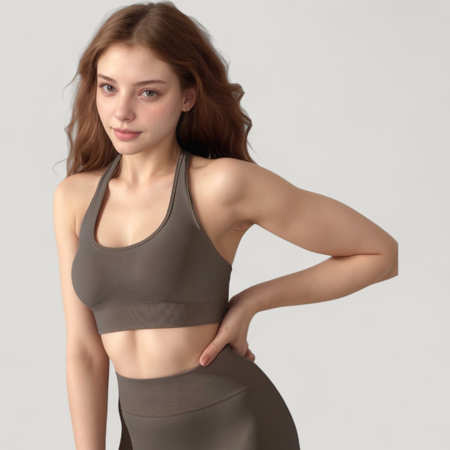 Anna-Kaci Active Women's Seamless Halter Neck Athletic Crop Top with Ribbed Detailing