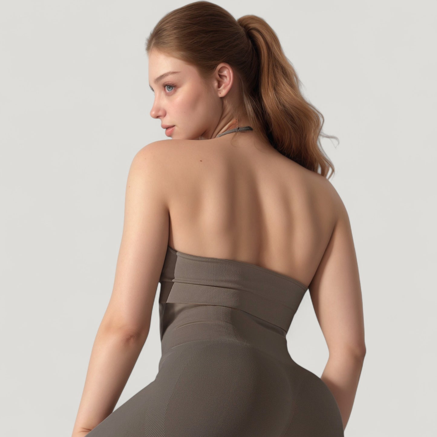 Anna-Kaci Active Women's Seamless Halter Neck Athletic Crop Top with Ribbed Detailing