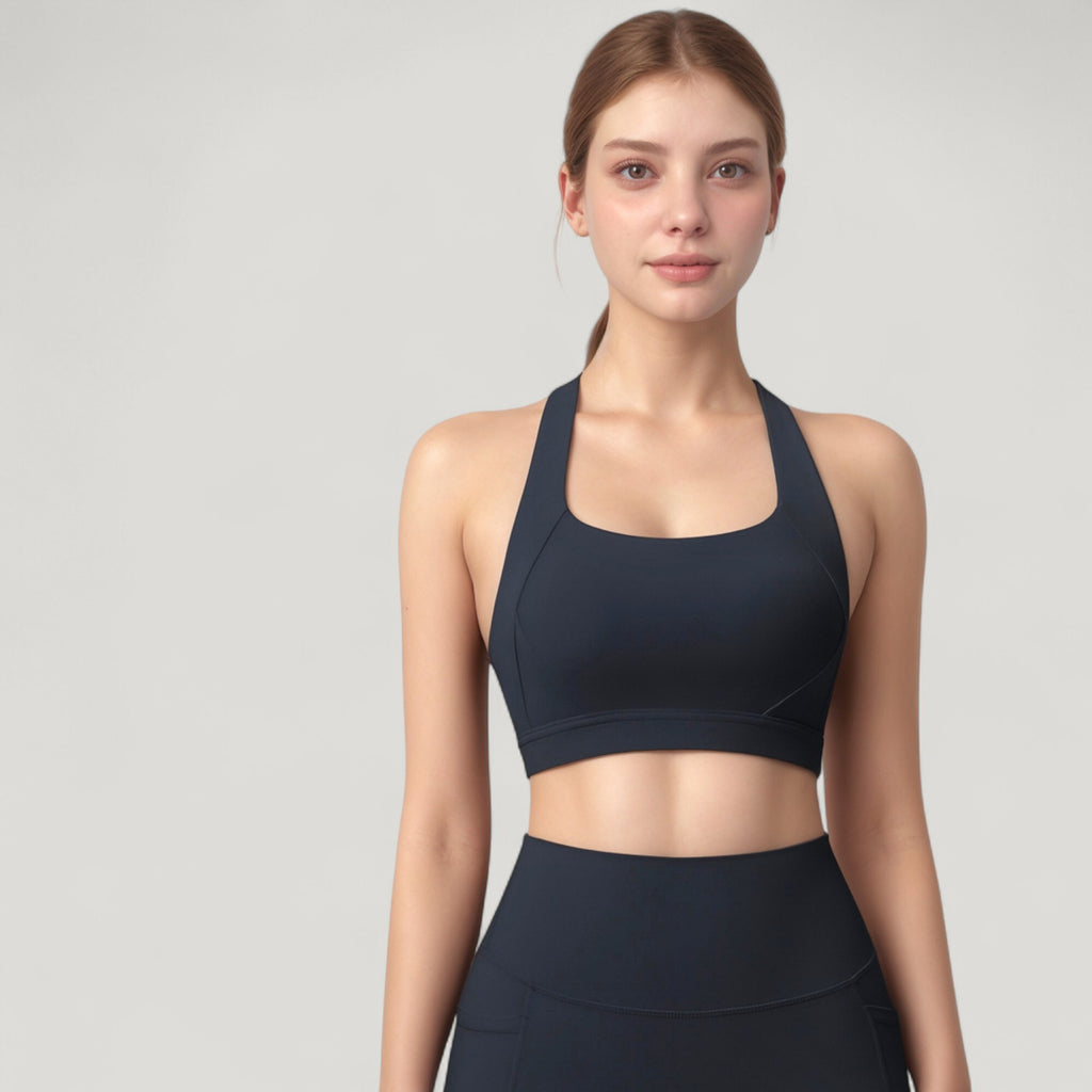 Anna-Kaci Active Women's Scoop Neck Seamless Athletic Crop Top with Wide Shoulder Straps
