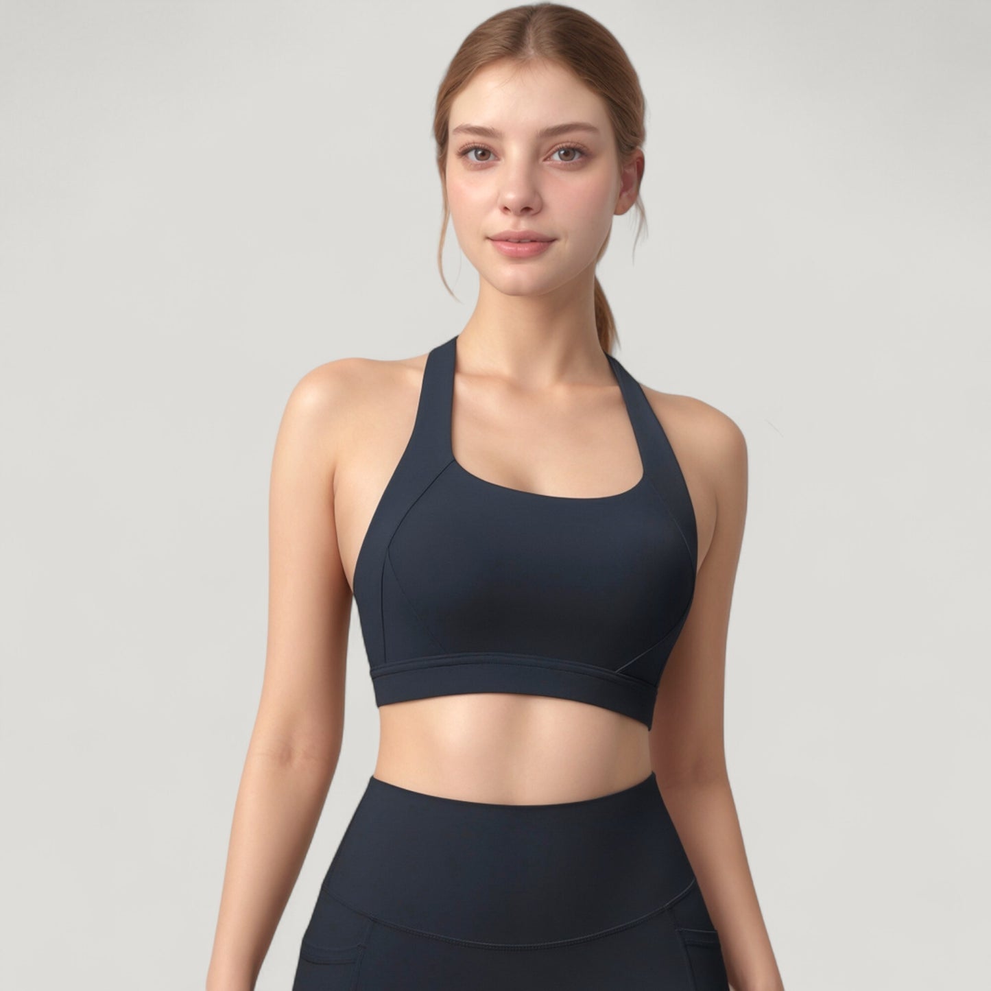 Anna-Kaci Active Women's Scoop Neck Seamless Athletic Crop Top with Wide Shoulder Straps