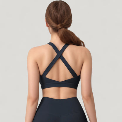 Anna-Kaci Active Women's Scoop Neck Seamless Athletic Crop Top with Wide Shoulder Straps