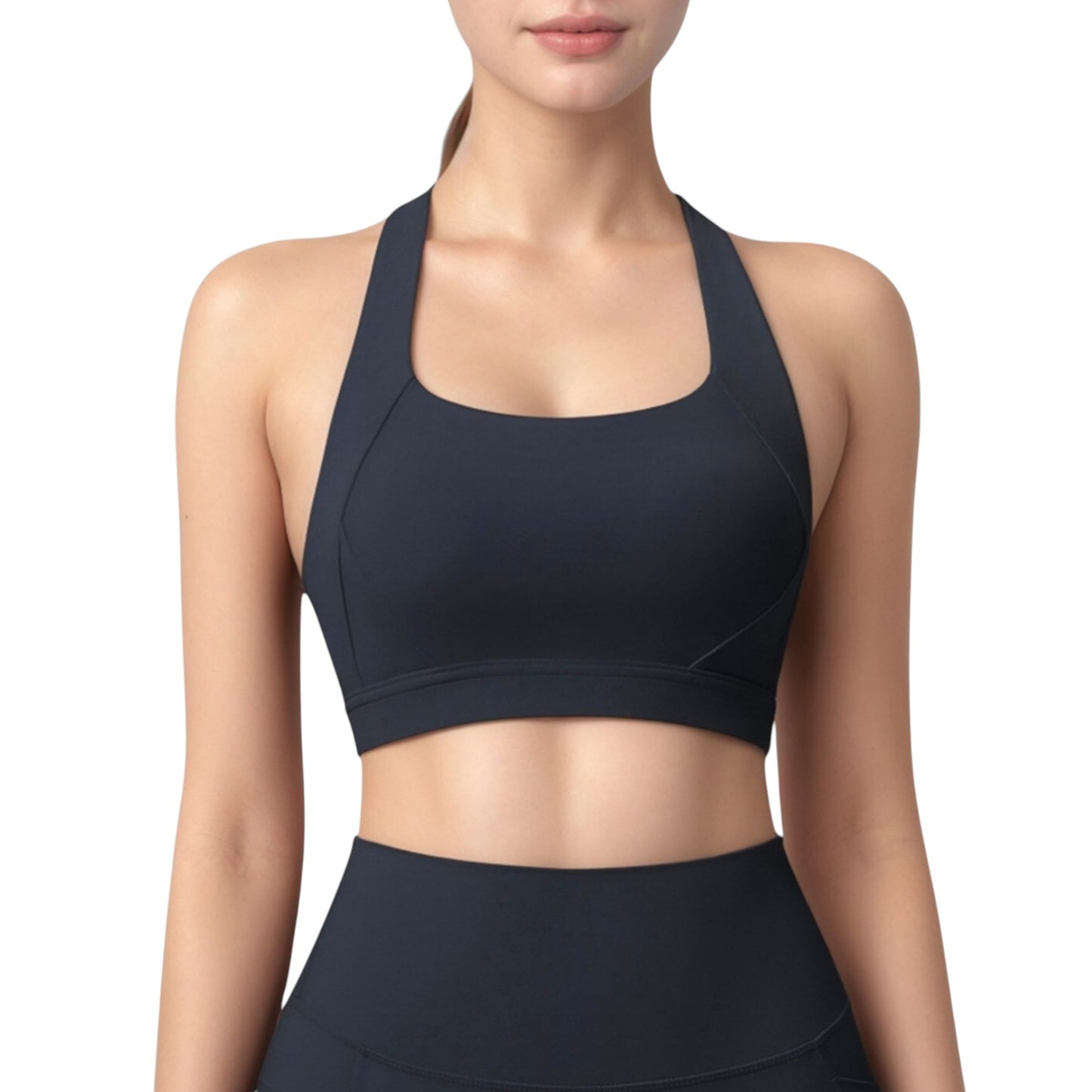 Anna-Kaci Active Women's Scoop Neck Seamless Athletic Crop Top with Wide Shoulder Straps