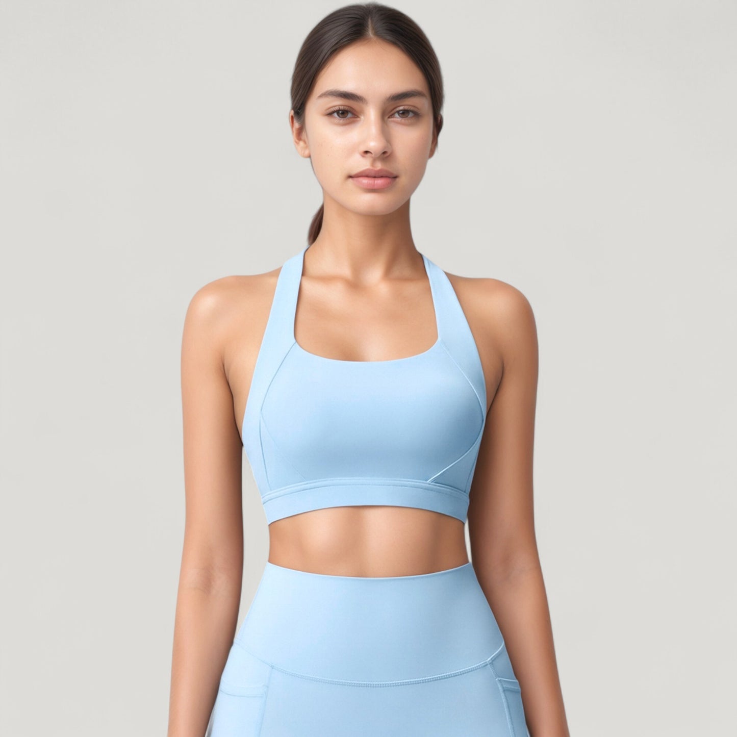 Anna-Kaci Active Women's Scoop Neck Seamless Athletic Crop Top with Wide Shoulder Straps