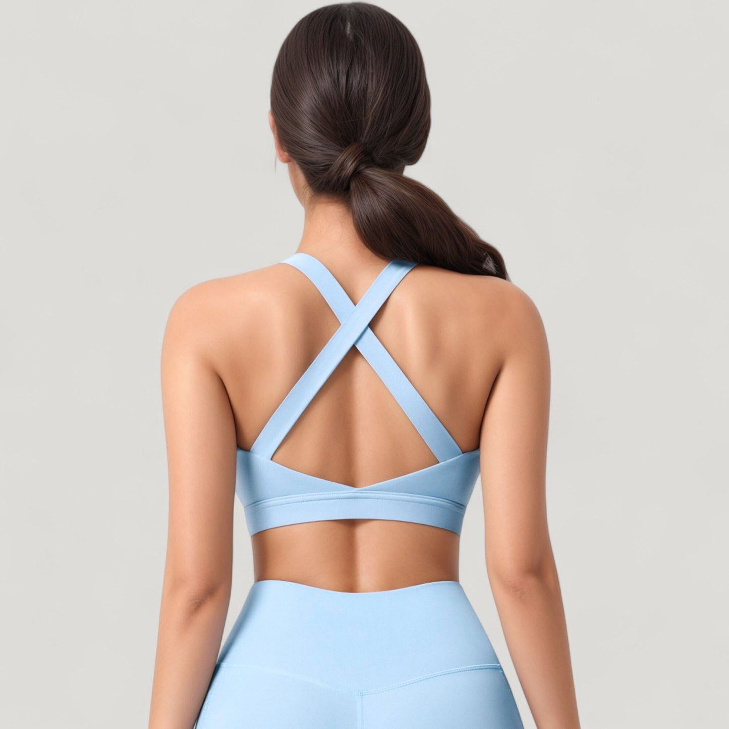 Anna-Kaci Active Women's Scoop Neck Seamless Athletic Crop Top with Wide Shoulder Straps