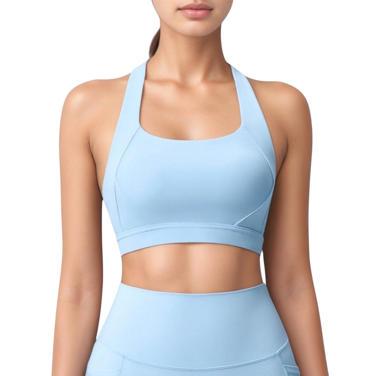 Anna-Kaci Active Women's Scoop Neck Seamless Athletic Crop Top with Wide Shoulder Straps