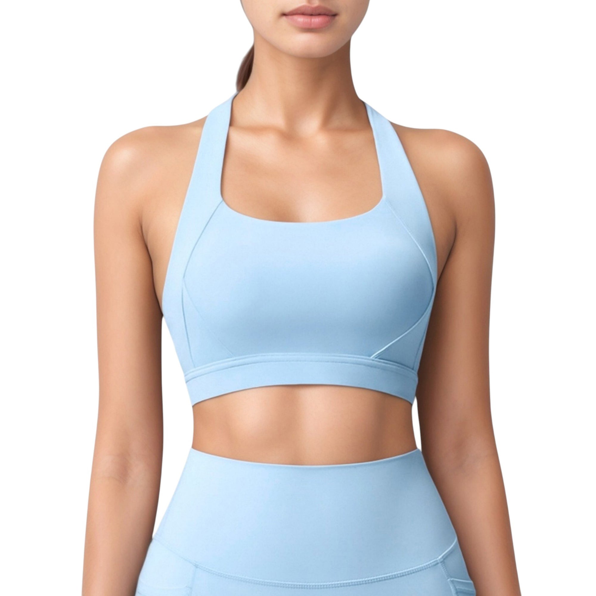 Anna-Kaci Active Women's Scoop Neck Seamless Athletic Crop Top with Wide Shoulder Straps
