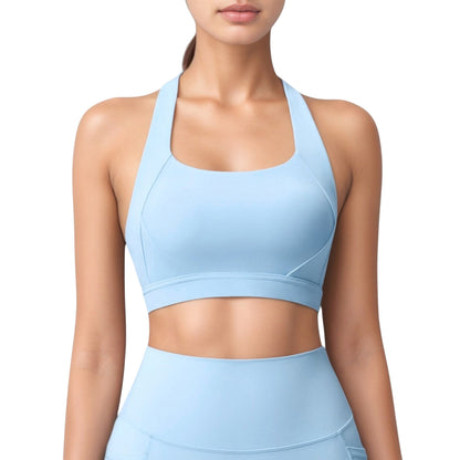 Anna-Kaci Active Women's Scoop Neck Seamless Athletic Crop Top with Wide Shoulder Straps