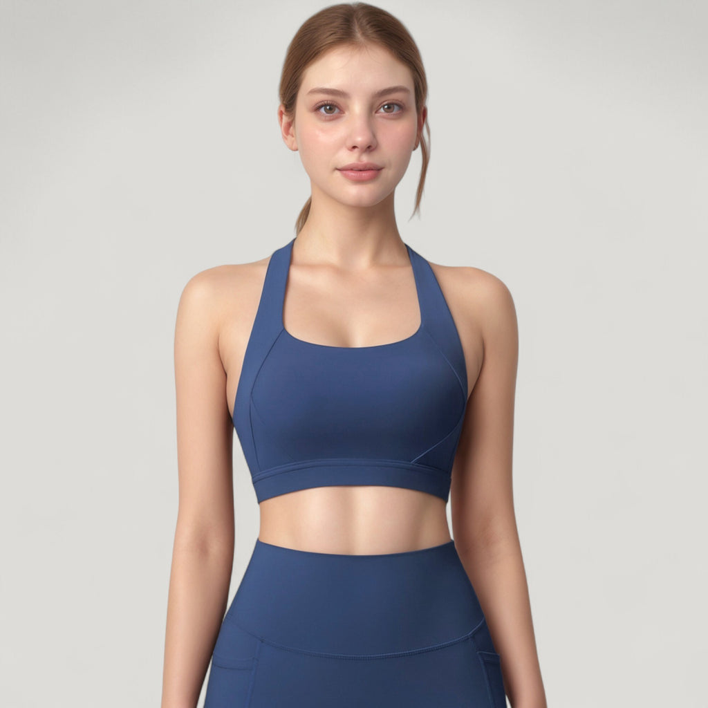 Anna-Kaci Active Women's Scoop Neck Seamless Athletic Crop Top with Wide Shoulder Straps