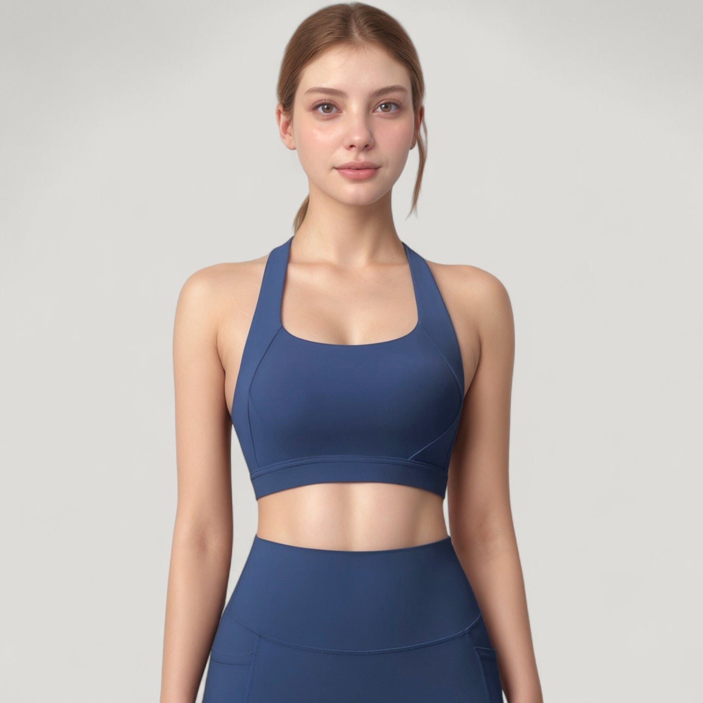 Anna-Kaci Active Women's Scoop Neck Seamless Athletic Crop Top with Wide Shoulder Straps