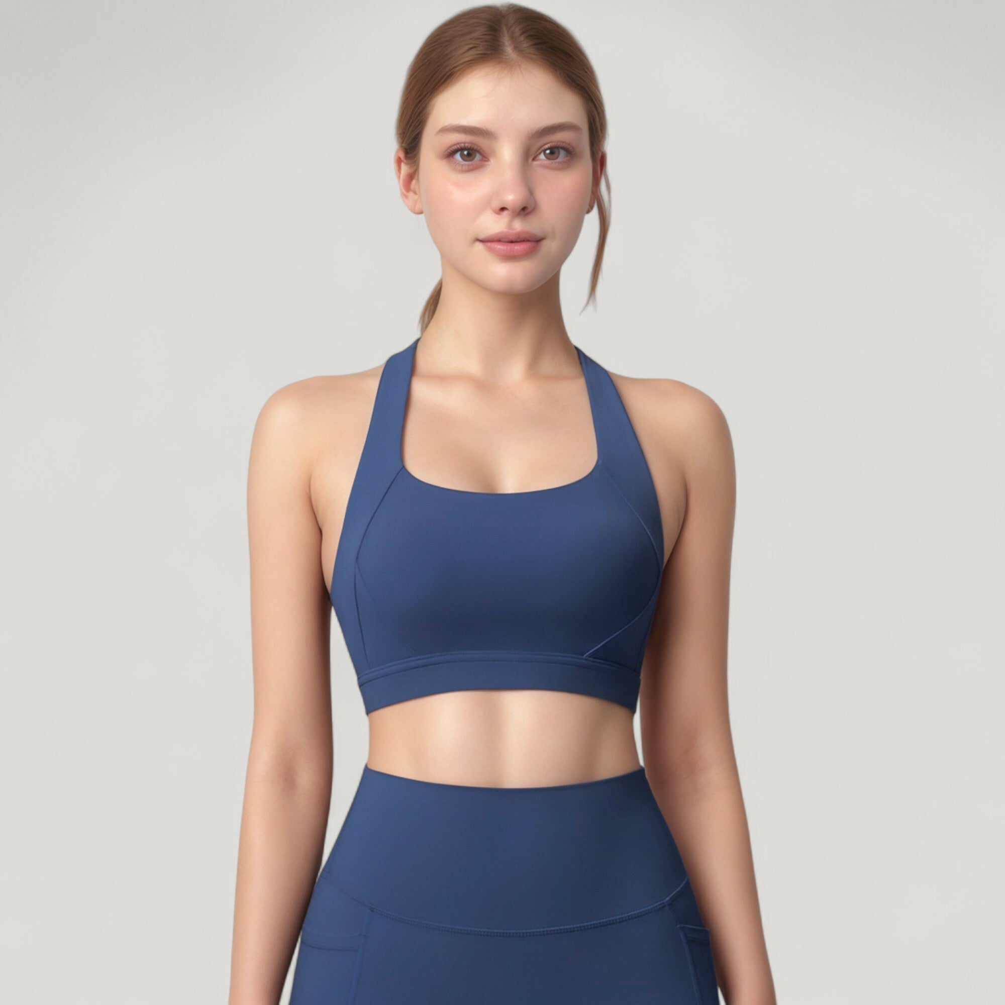 Anna-Kaci Active Women's Scoop Neck Seamless Athletic Crop Top with Wide Shoulder Straps