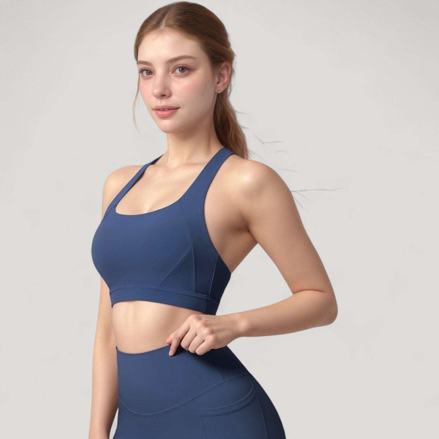 Anna-Kaci Active Women's Scoop Neck Seamless Athletic Crop Top with Wide Shoulder Straps