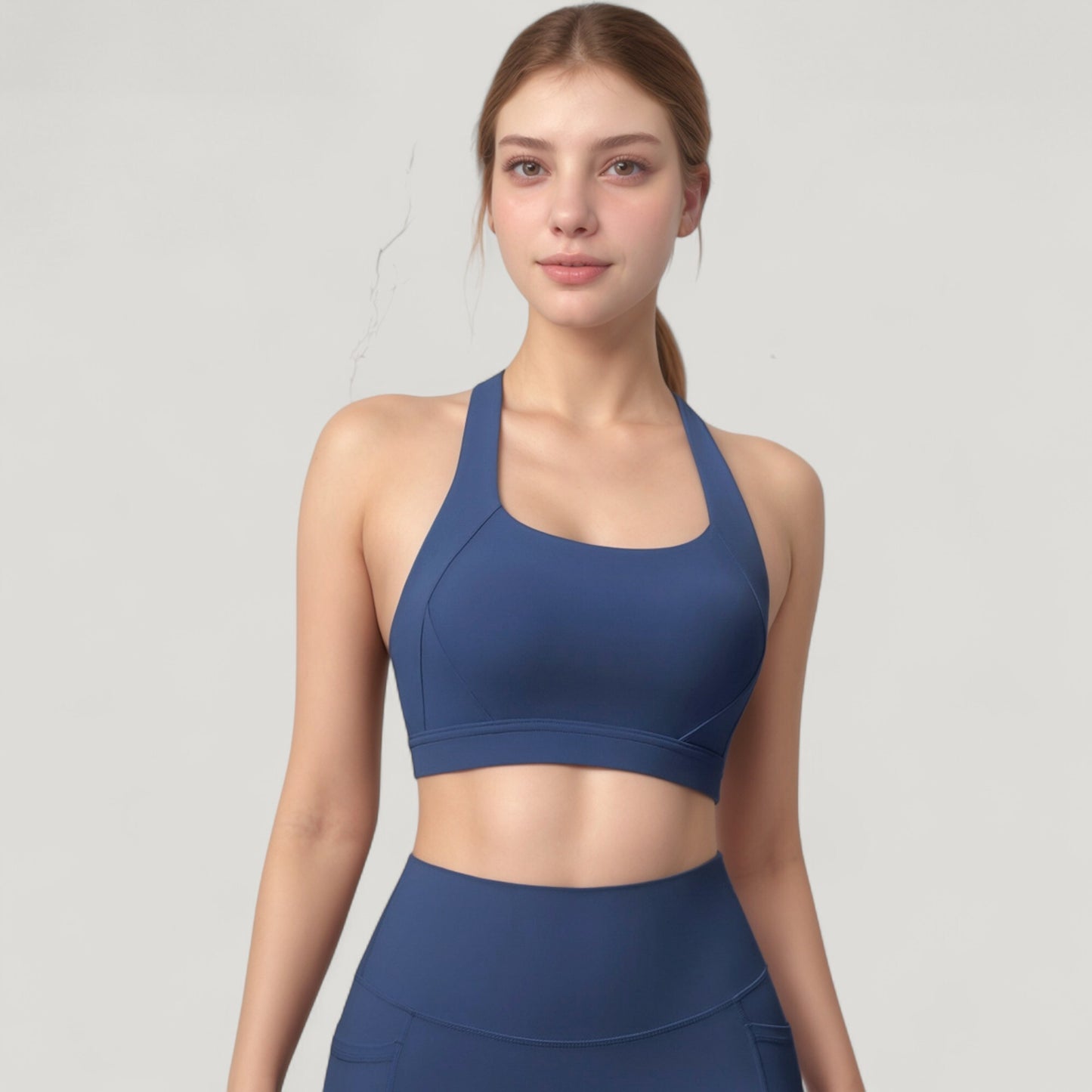 Anna-Kaci Active Women's Scoop Neck Seamless Athletic Crop Top with Wide Shoulder Straps