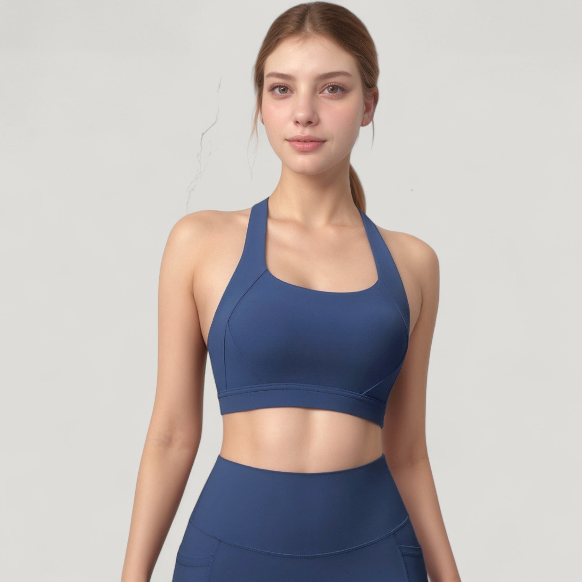 Anna-Kaci Active Women's Scoop Neck Seamless Athletic Crop Top with Wide Shoulder Straps