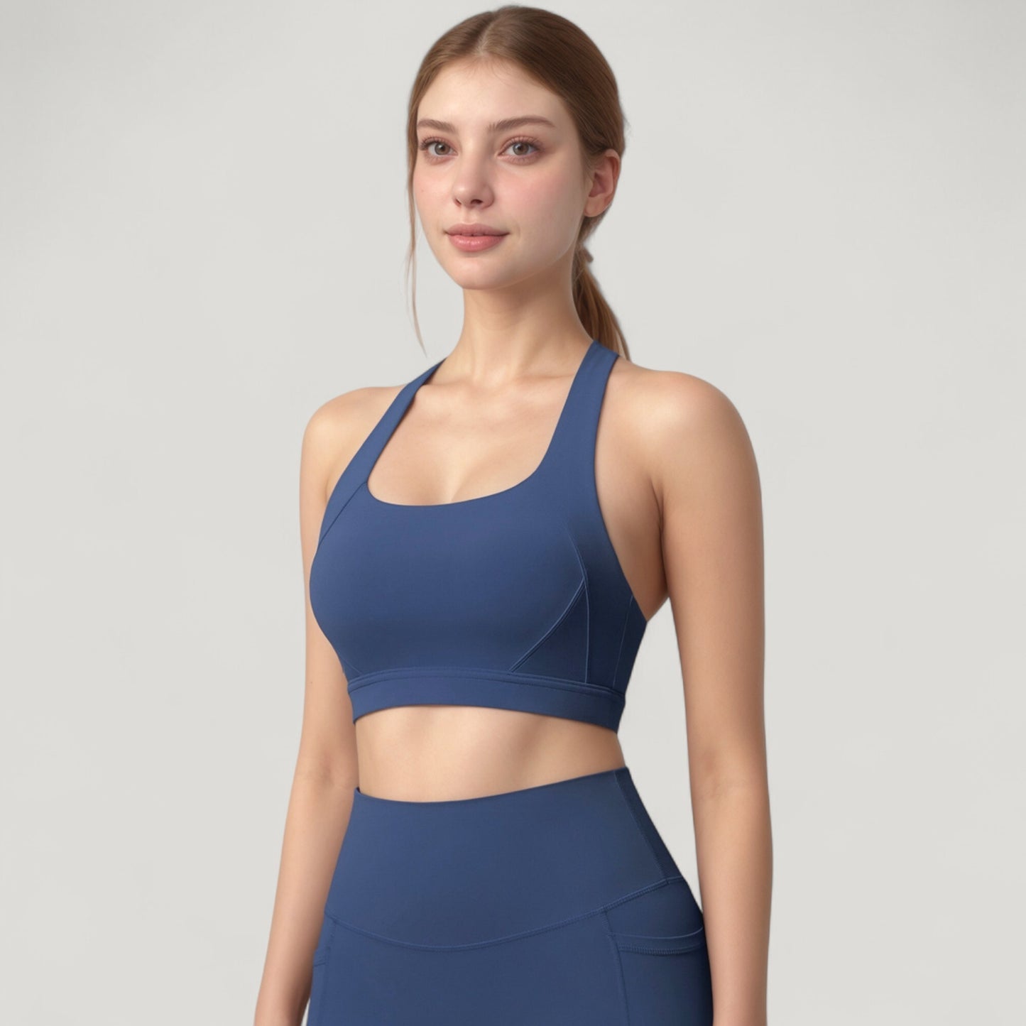 Anna-Kaci Active Women's Scoop Neck Seamless Athletic Crop Top with Wide Shoulder Straps