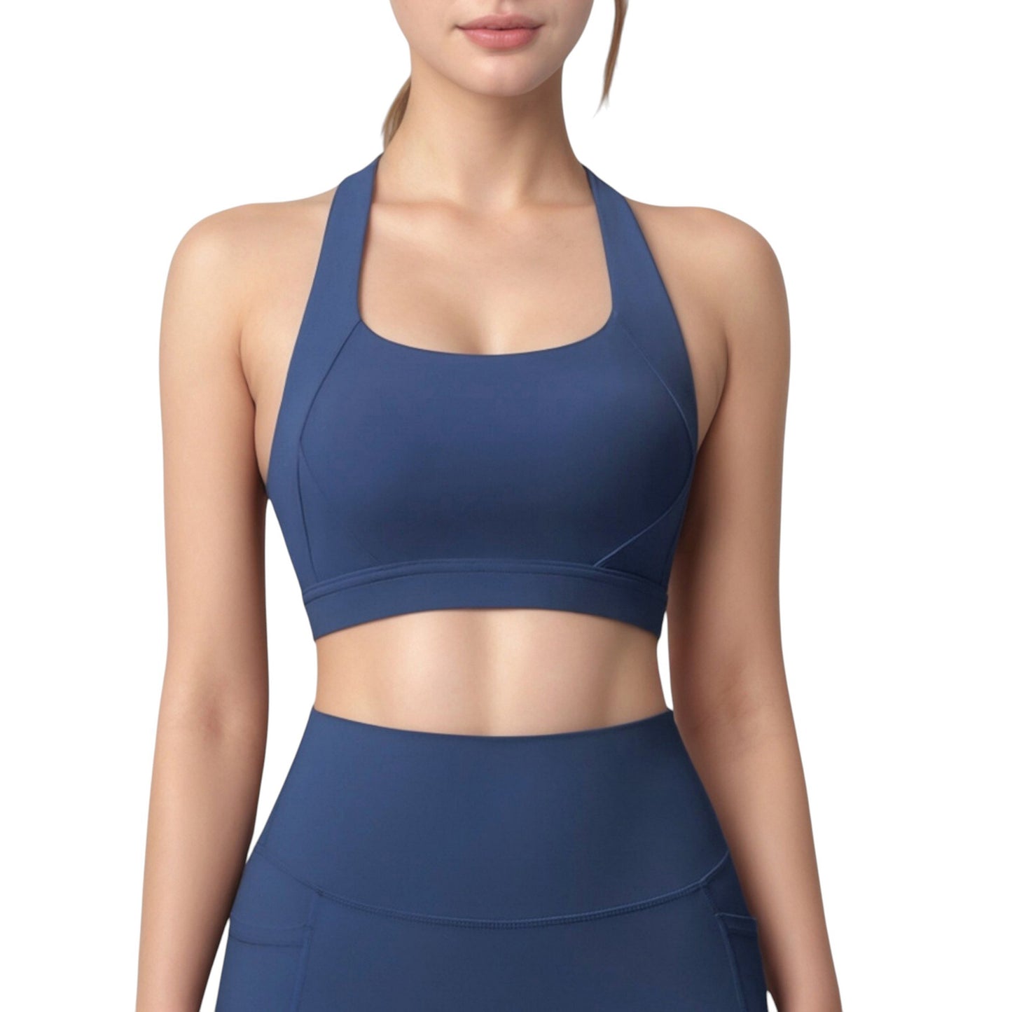 Anna-Kaci Active Women's Scoop Neck Seamless Athletic Crop Top with Wide Shoulder Straps