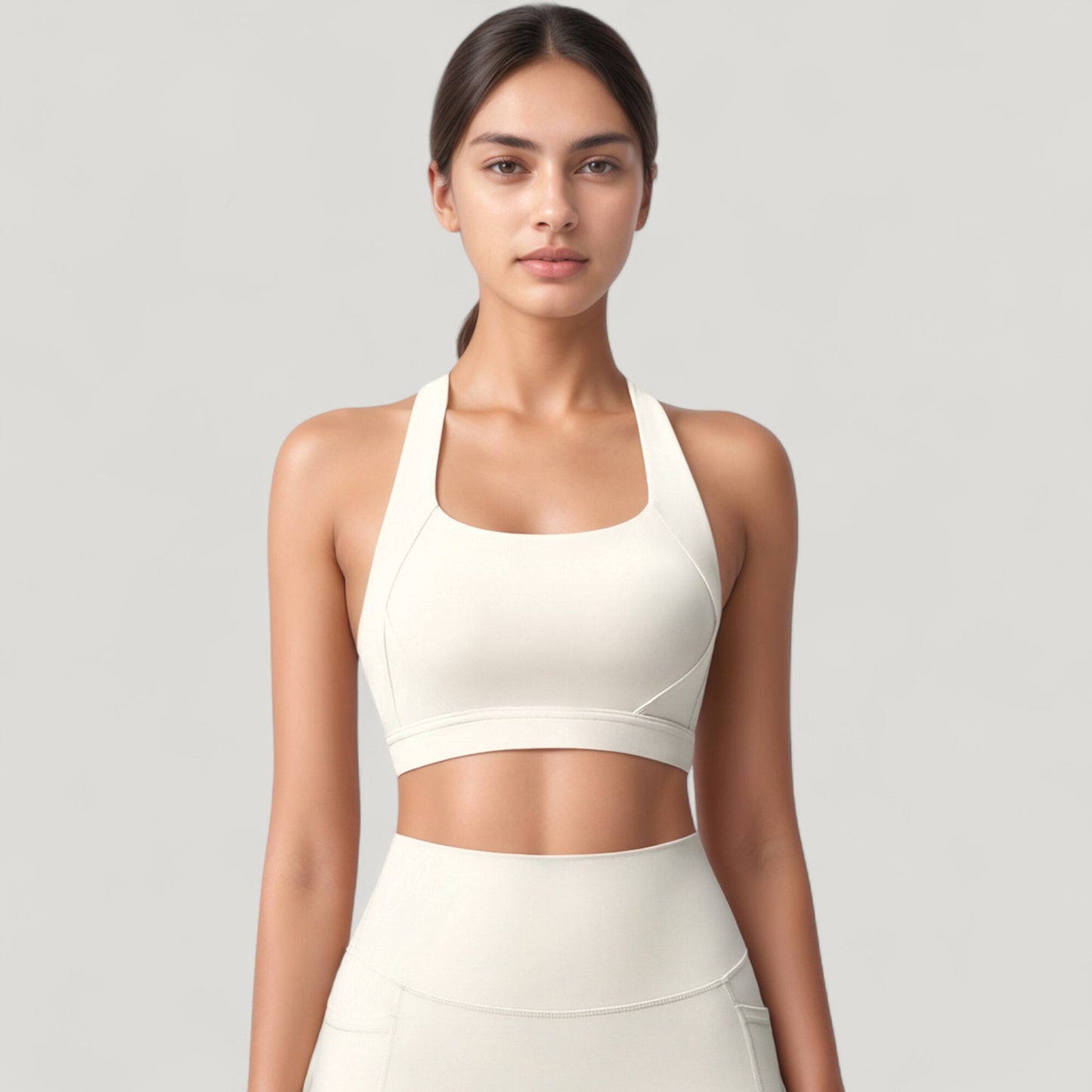 Anna-Kaci Active Women's Scoop Neck Seamless Athletic Crop Top with Wide Shoulder Straps